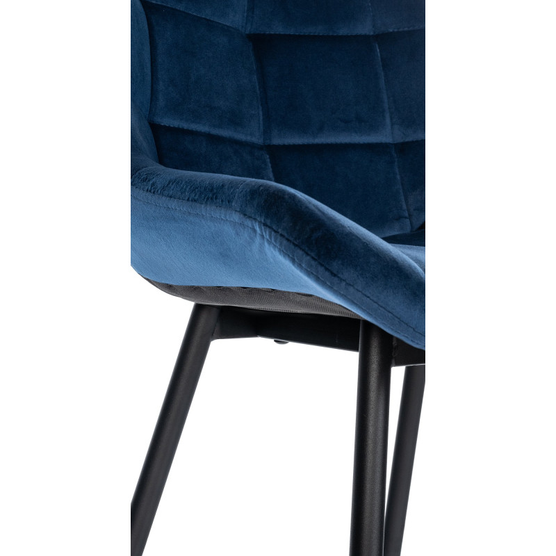 Tabouret de bar en velours Weston bleu