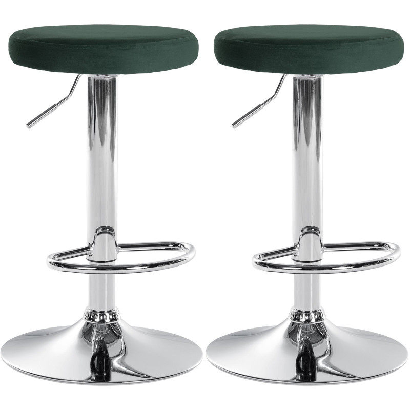 Lot de 2 tabourets de bar Ponte velours chromé vert