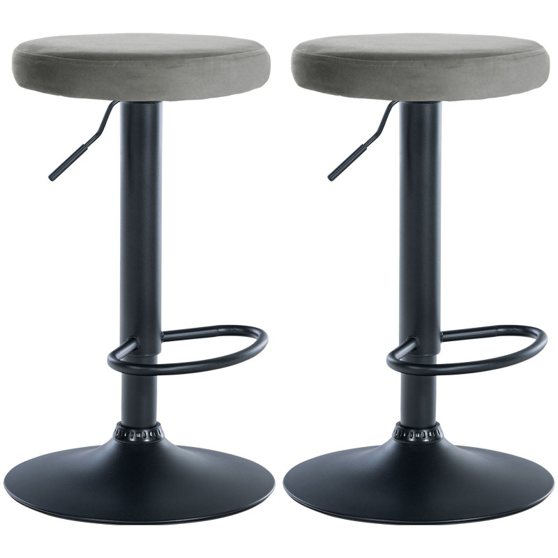 Lot de 2 tabourets de bar Ponte velours gris