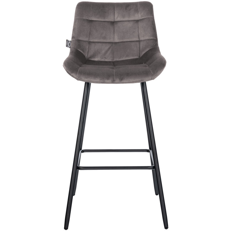 Tabouret de bar en velours Weston gris