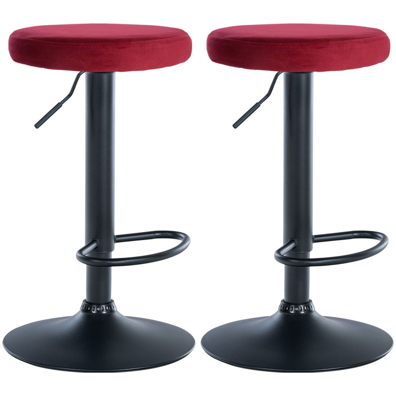 Lot de 2 tabourets de bar Ponte velours rouge