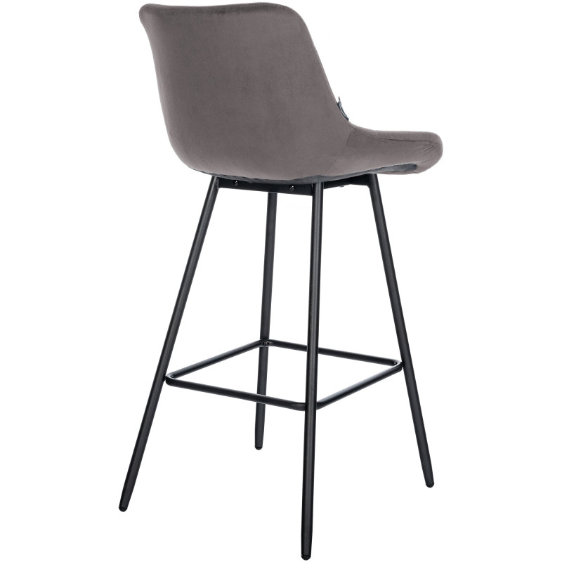 Tabouret de bar en velours Weston gris