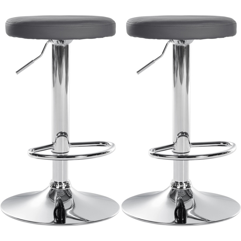 Lot de 2 tabourets de bar Ponte simili cuir chromé gris