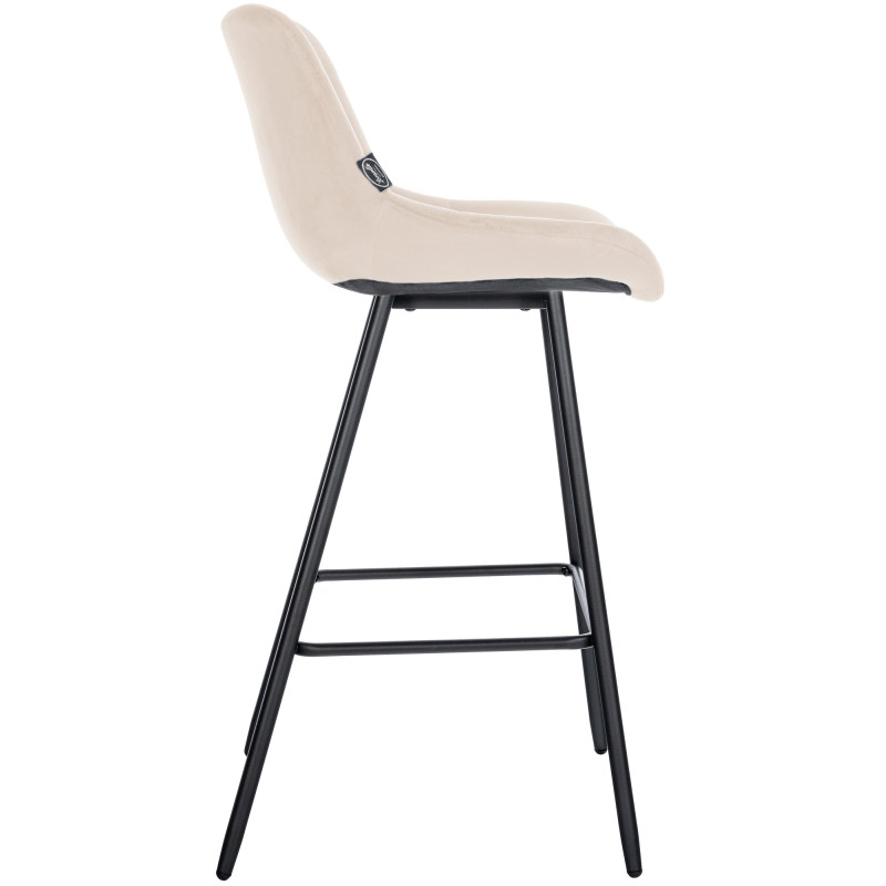 Tabouret de bar en velours Weston crème