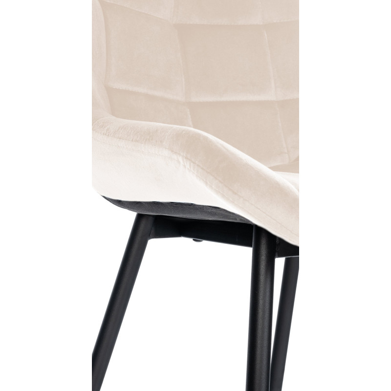 Tabouret de bar en velours Weston crème