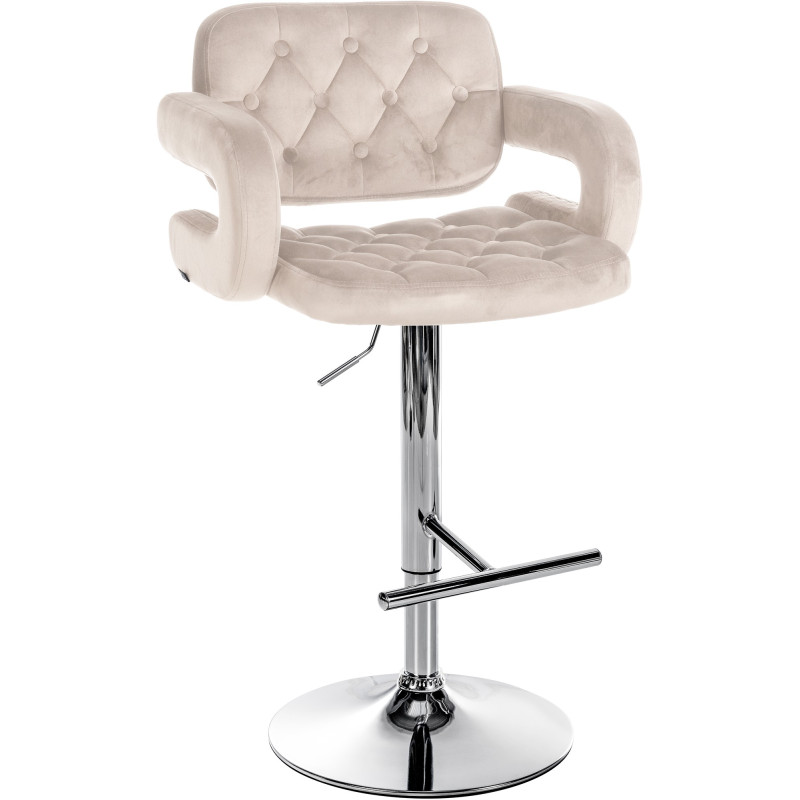 Tabouret de bar en velours chromé Dublin crème