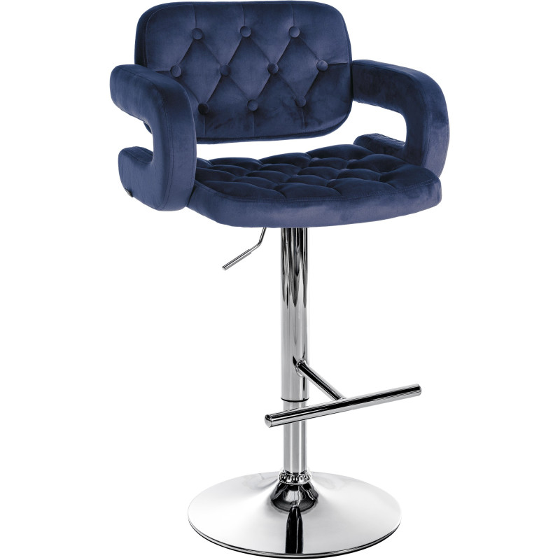 Tabouret de bar en velours chromé Dublin bleu