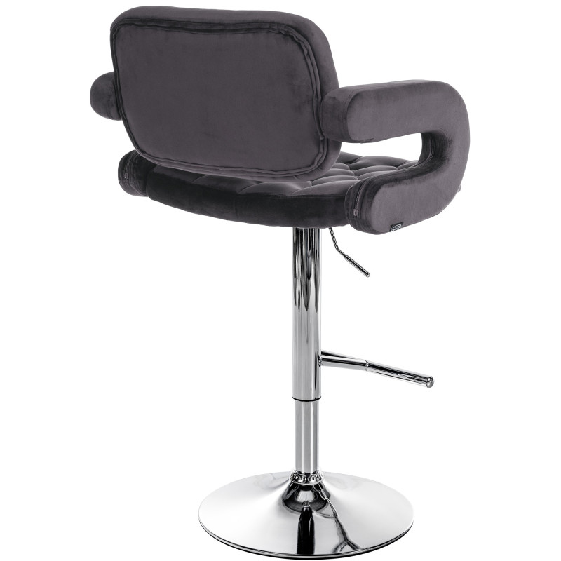 Tabouret de bar en velours chromé Dublin gris foncé