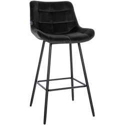 Tabouret de bar en velours Weston noir