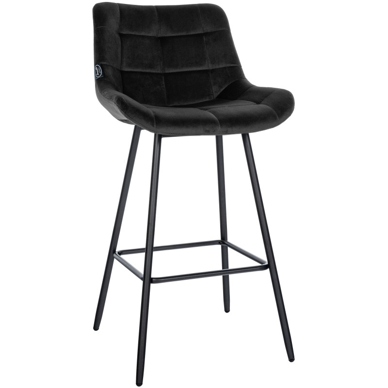 Tabouret de bar en velours Weston noir