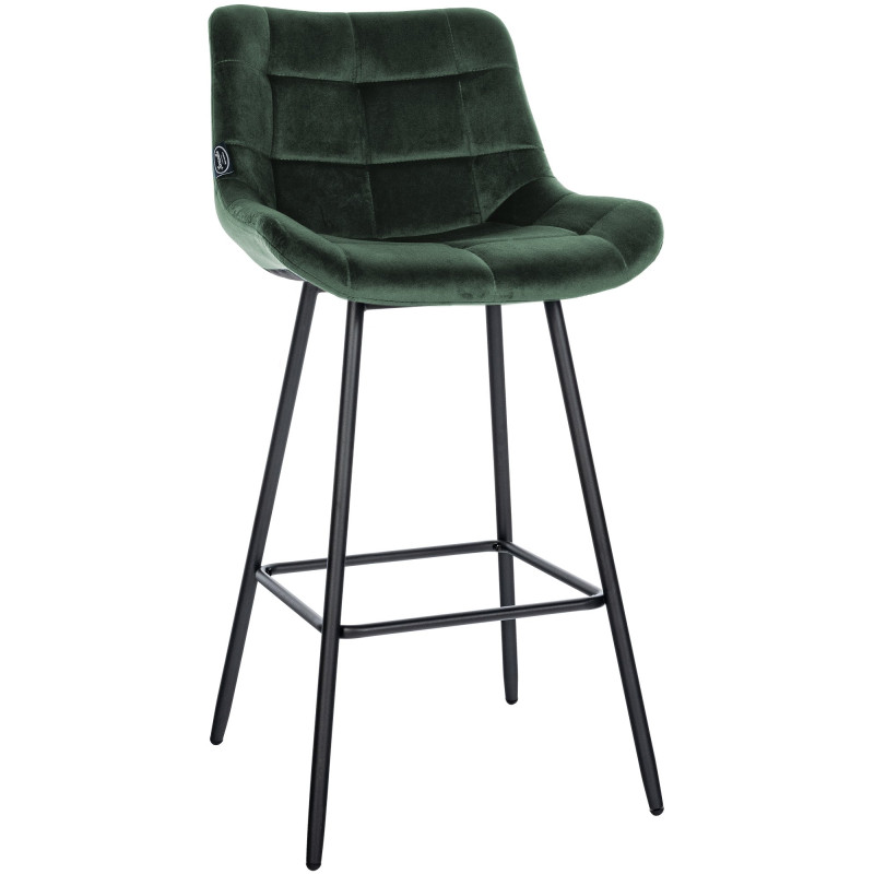 Tabouret de bar en velours Weston vert foncé