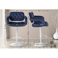 Tabouret de bar Dublin en velours bleu