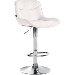Tabouret de bar Vonore velours chrome crème