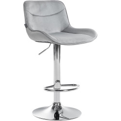 Tabouret de bar Vonore velours chrome gris