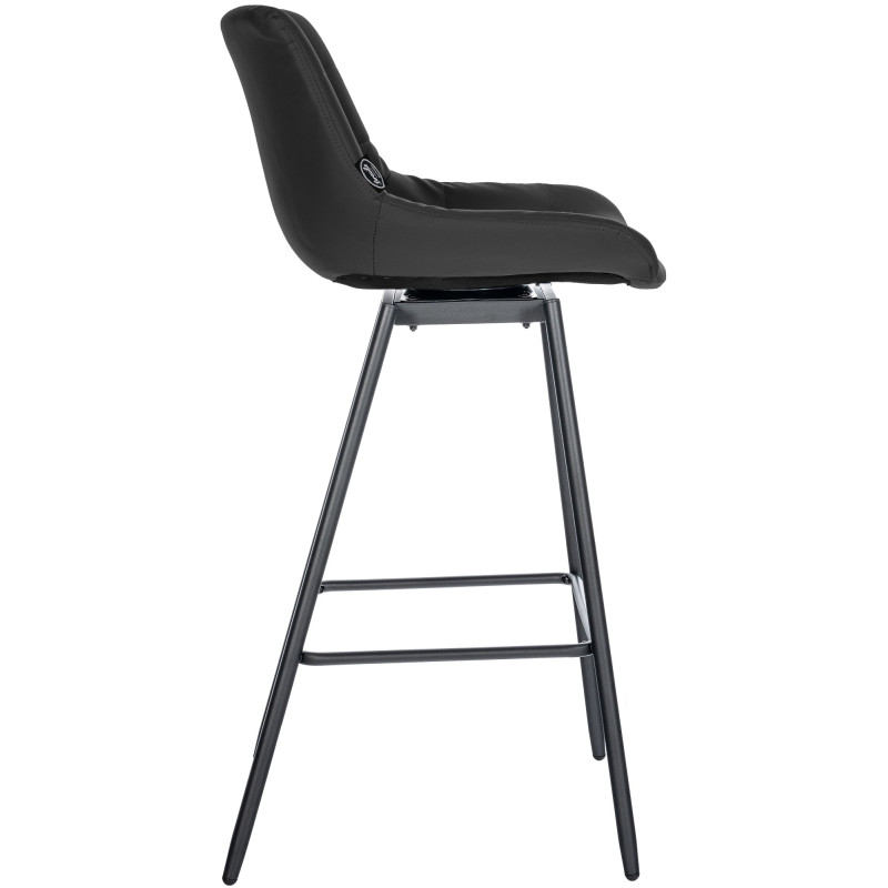 Tabouret de bar pivotant Weston en similicuir noir