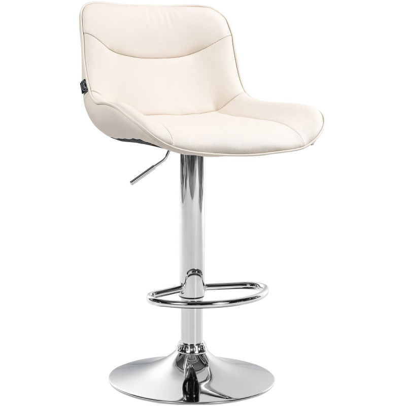 Tabouret de bar Vonore en cuir artificiel chromé crème