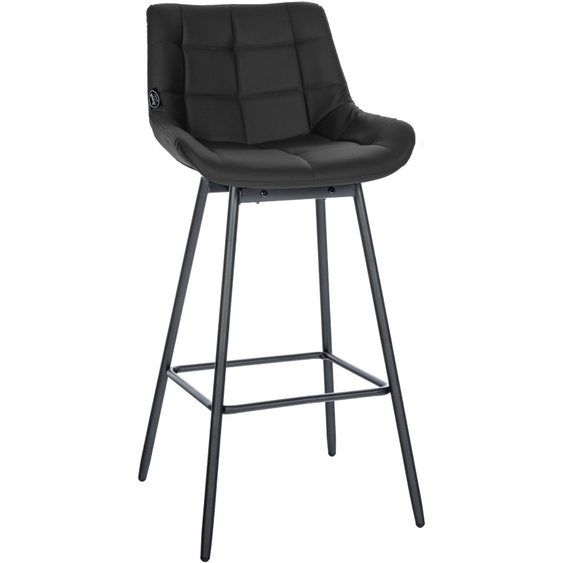 Tabouret de bar pivotant Weston en similicuir noir