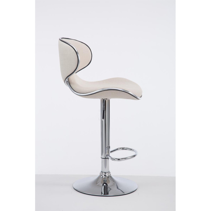 Tabouret de bar Las Vegas V2 en tissu chromé crème