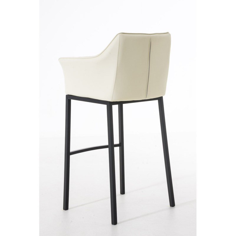 Tabouret de bar Damaso B avec structure à 4 pieds crème