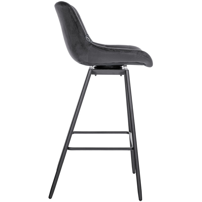 Tabouret de bar pivotant en velours Weston gris foncé