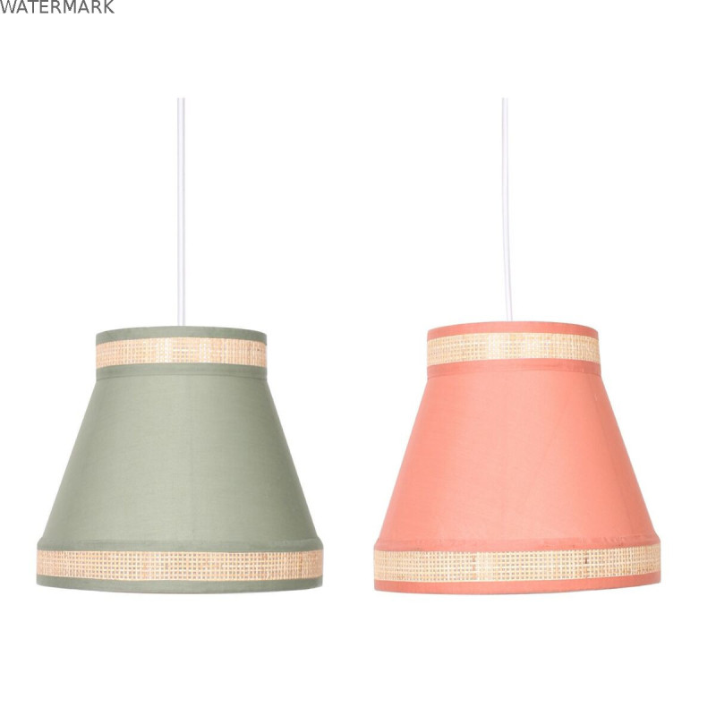 Suspension DKD Home Decor 30 x 30 x 28 cm Naturel Orange Vert Rotin 28 x 28 x 28 cm 50 W (2 Unités)