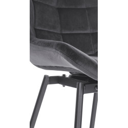 Tabouret de bar pivotant en velours Weston gris foncé