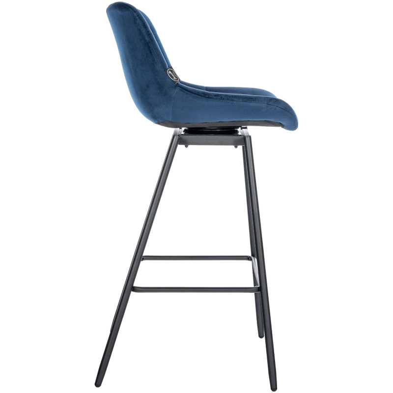Tabouret de bar pivotant en velours Weston bleu