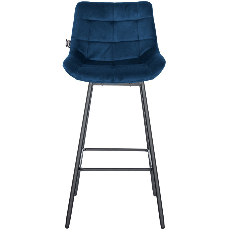 Tabouret de bar pivotant en velours Weston bleu