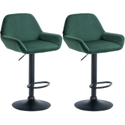 Lot de 2 tabourets de bar Braga velours vert foncé