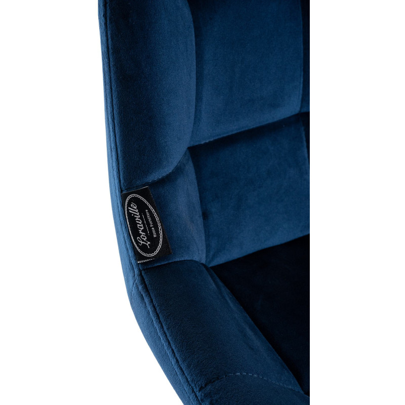 Tabouret de bar pivotant en velours Weston bleu