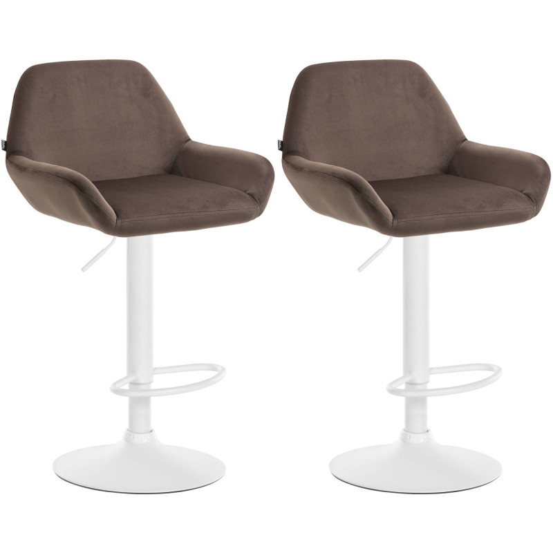 Lot de 2 tabourets de bar Braga en velours brun