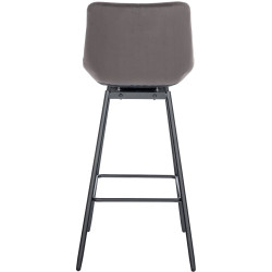 Tabouret de bar pivotant en velours Weston gris