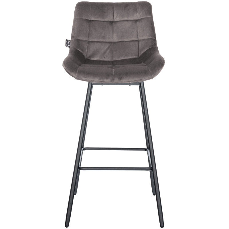 Tabouret de bar pivotant en velours Weston gris