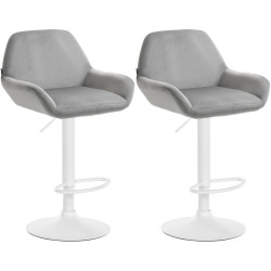 Lot de 2 tabourets de bar Braga en velours gris