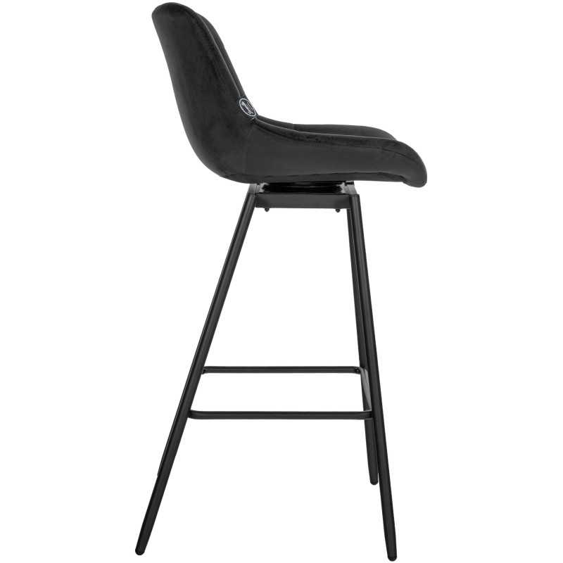 Tabouret de bar pivotant en velours Weston noir