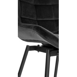 Tabouret de bar pivotant en velours Weston noir