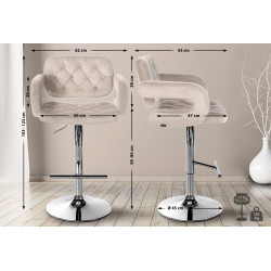 Tabouret de bar Dublin velours chrome crème