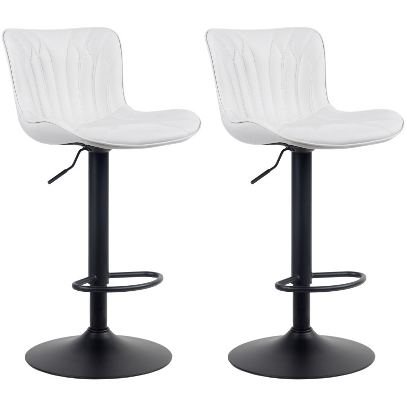 Lot de 2 tabourets de bar Linus en cuir artificiel blanc
