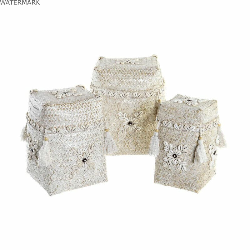 Set de basket DKD Home Decor Blanc Bambou Coquillages (24 x 24 x 30 cm) (3 Pièces) Set de basket DKD Home Decor Blanc Bambou Coquillages (24 x 24 x 30 cm) (3 Pièces)