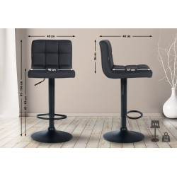 Tabouret de bar Feni, simili cuir noir