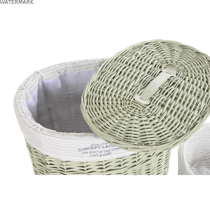 Lot de paniers DKD Home Decor Vert osier 51 x 37 x 56 cm (5 Pièces)