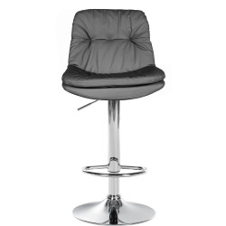 Tabouret de bar Laurel, similicuir, chrome gris