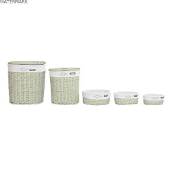 Lot de paniers DKD Home Decor Vert osier 51 x 37 x 56 cm (5 Pièces)