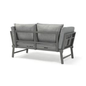 Banquette multifonctions de jardin en aluminium avec coussins - 2 personnes - Gris foncé