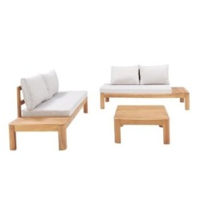 Banquette de jardin en bois d'acacia FSC - 2 personnes - Avec coussins - SANA