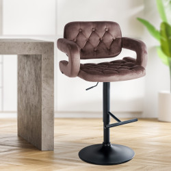 Tabouret de bar Dublin en velours noir marron