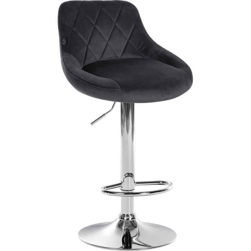 Tabouret de bar Lazio velours chrome gris foncé