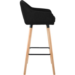Tabouret de bar en tissu Grant noir