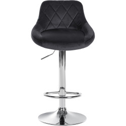 Tabouret de bar Lazio velours chrome gris foncé