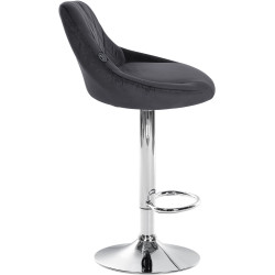 Tabouret de bar Lazio velours chrome gris foncé